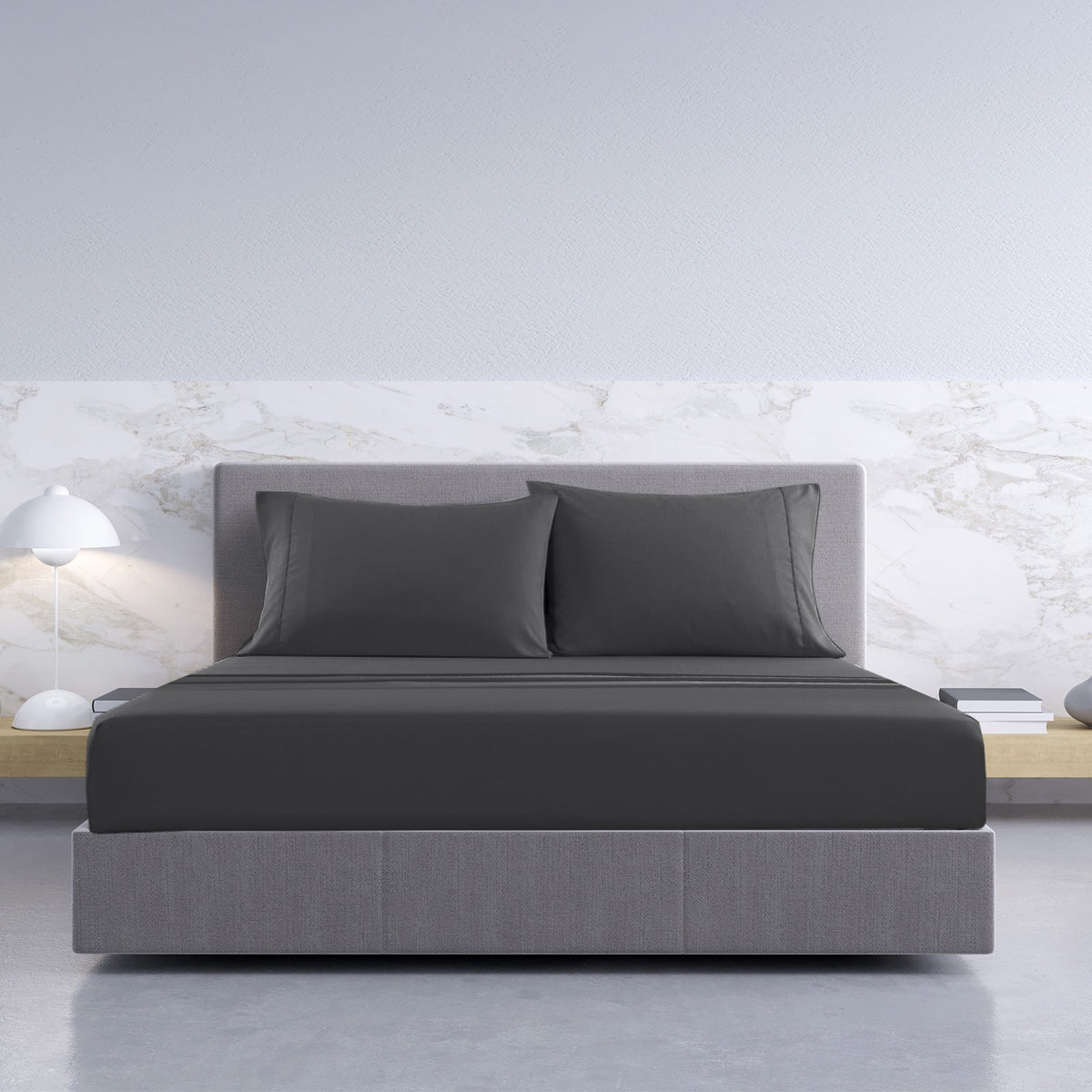 NNEDSZ Comfort 1000TC Hotel Grade Bamboo Cotton Sheets Pillowcases Set Ultrasoft Queen Pewter