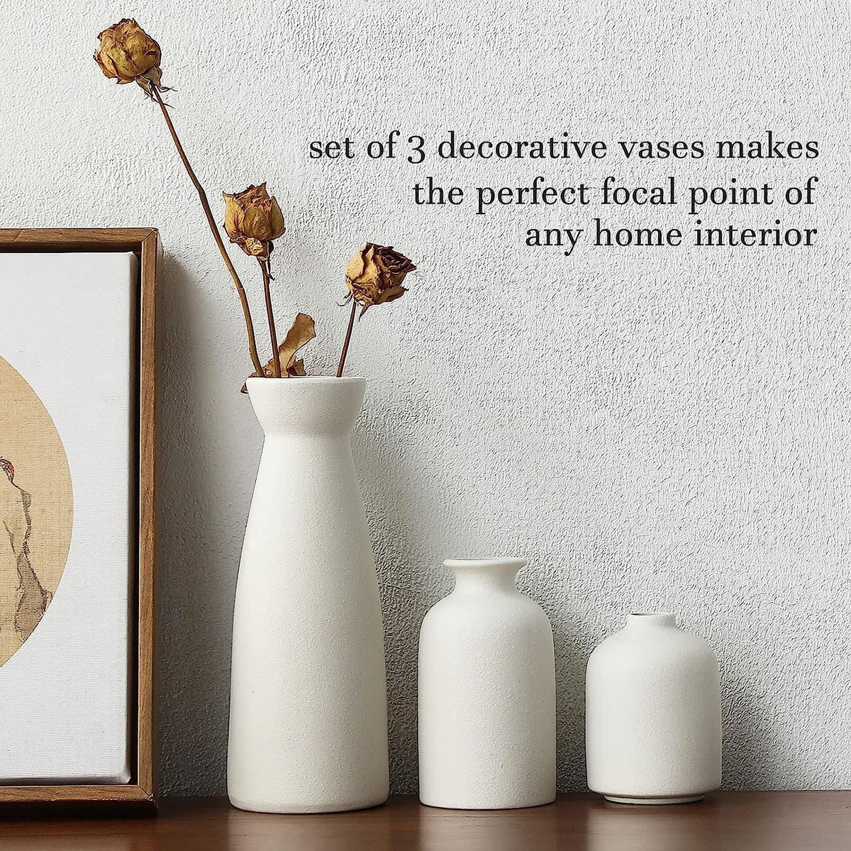 NNEDSZ Ceramic Set of 3 Modern White Vases for Home D�cor