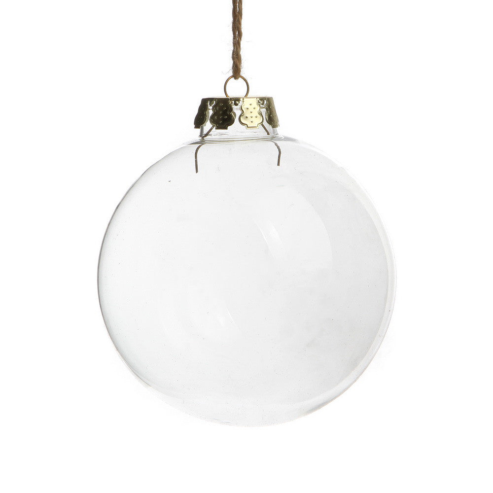 NNEDSZ 4 x Glass Bauble 10cm Diameter Round Clear with Silver Cap - table or tree centrepice personal memory theme craft gift