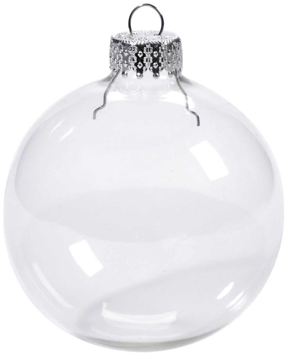 NNEDSZ 20 x Glass Bauble 8cm Diameter Round Clear with Silver Cap - table or tree centrepice personal memory theme craft gift
