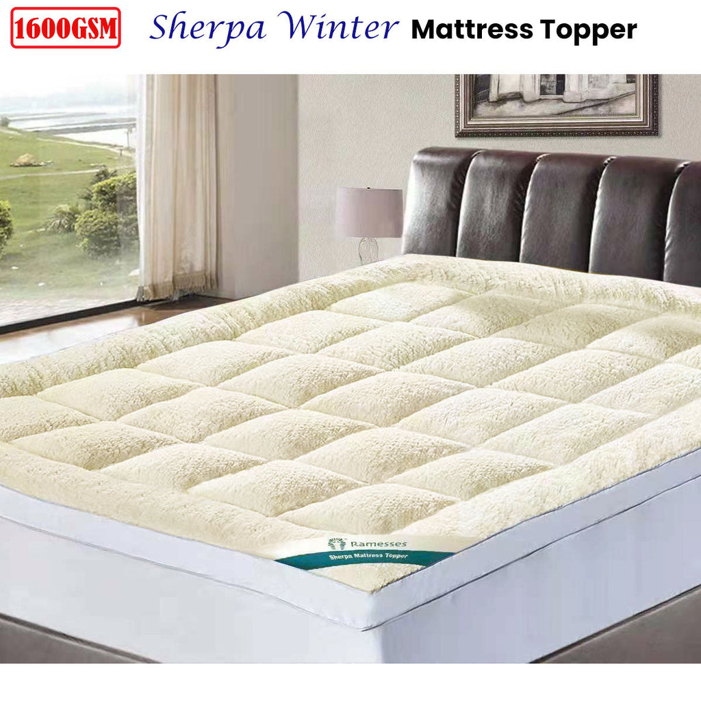 NNEDSZ 1600GSM Sherpa Winter Mattress Topper King