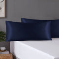 NNEDSZ Pair of King Satin Silk Pillowcases with Envelope Closure 51 x 102 cm Navy