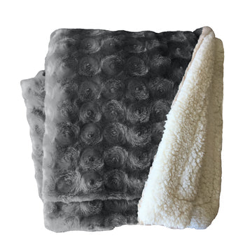 NNEDSZ plush fleece sherpa backed reversible throw charcoal