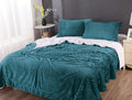 NNEDSZ stripe flannel sherpa blanket king  teal