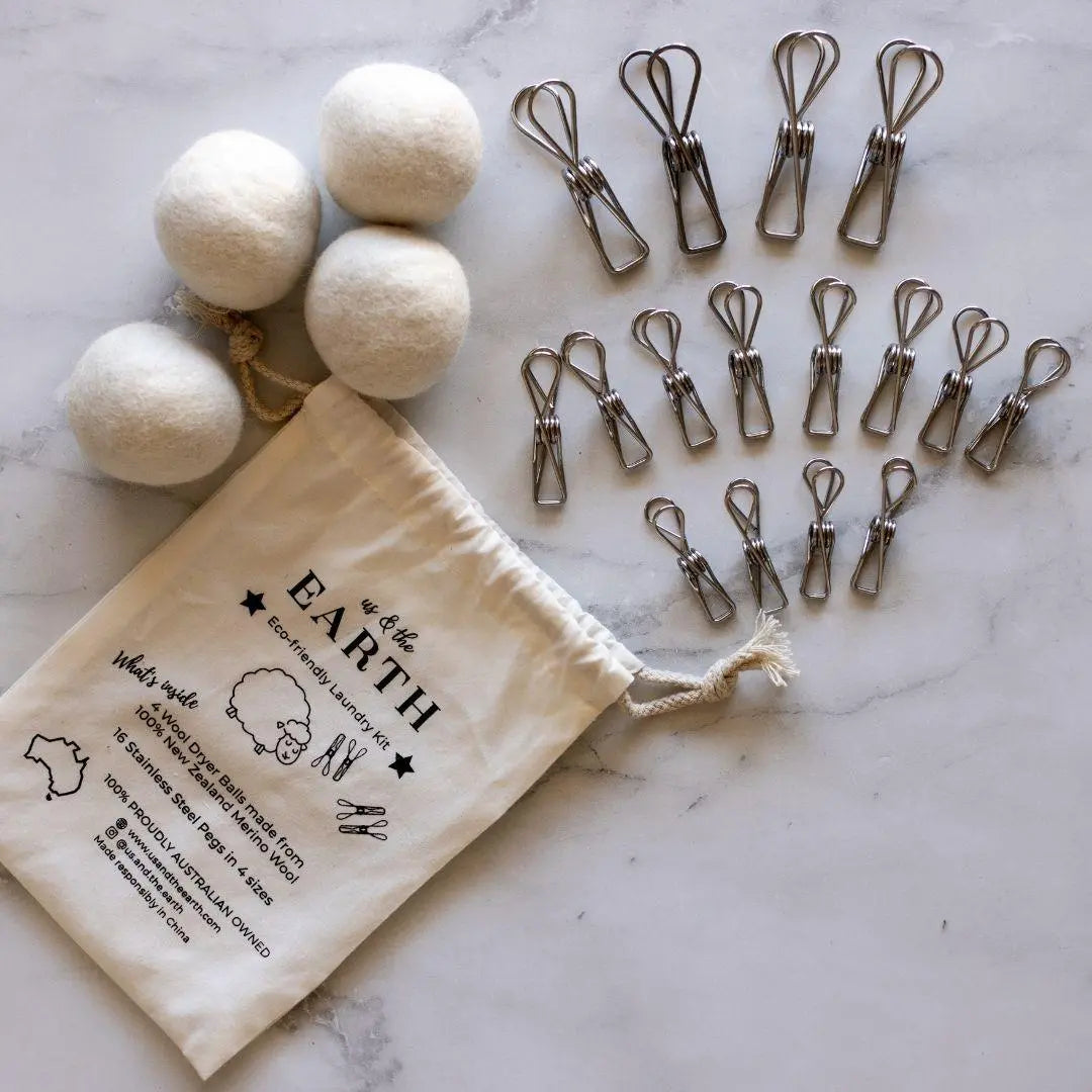 NNEDSZ Eco Friendly Laundry Bundle | Pegs & Dryer Balls