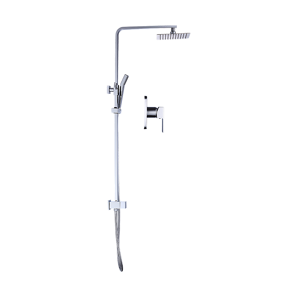 NNEDSZ WELS 8" Rain Shower Head Set Square Dual Heads Faucet High Pressure With Mixer