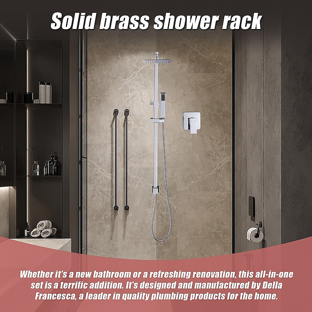 NNEDSZ WELS 8" Rain Shower Head Set Square Dual Heads Faucet High Pressure With Mixer