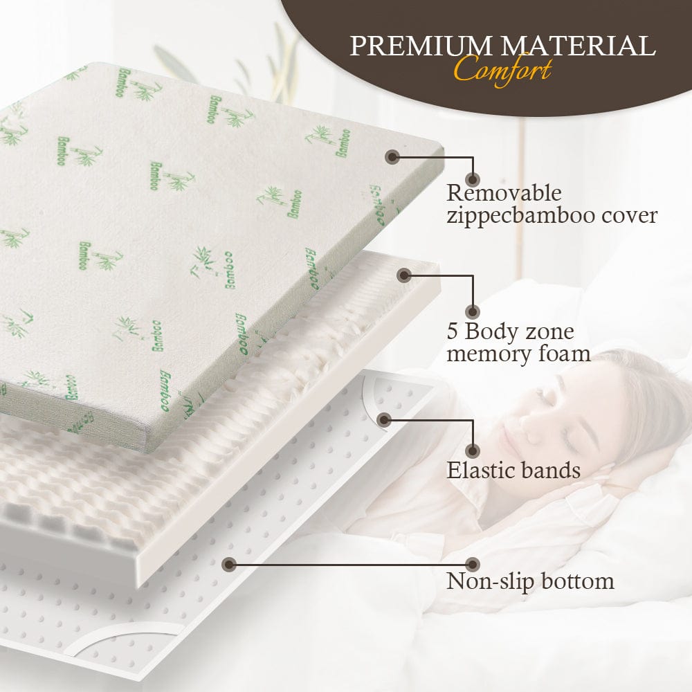 NNEDSZ 6cm Memory Foam Mattress Topper with Bamboo Cover - King