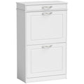 Meuble chaussure 8 paires, armoire à chaussures étroit avec tiroir et 2 portes abattants et étagère réglable, blanc
