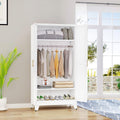 White Metal Multifunctional Storage Armoire Wardrobe Closet