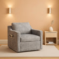 Grey Velvet Upholstered 360 Degree Swivel Armchairs