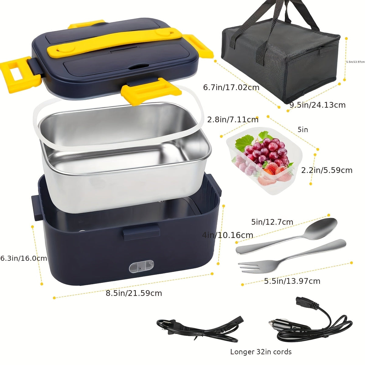 Electric Heated Lunch Box with Insulated Bag (1.8L)