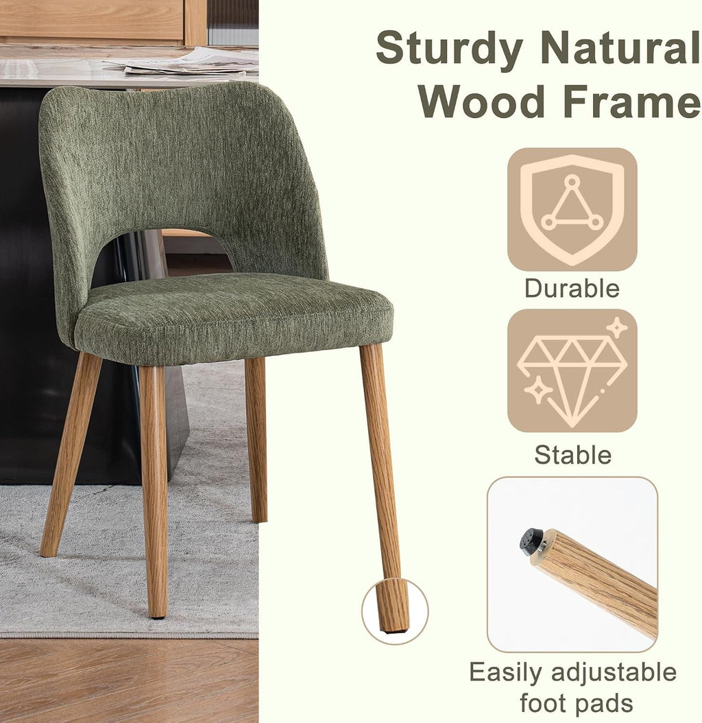 Green Upholstered Dining Chairs Set Butterfly Back