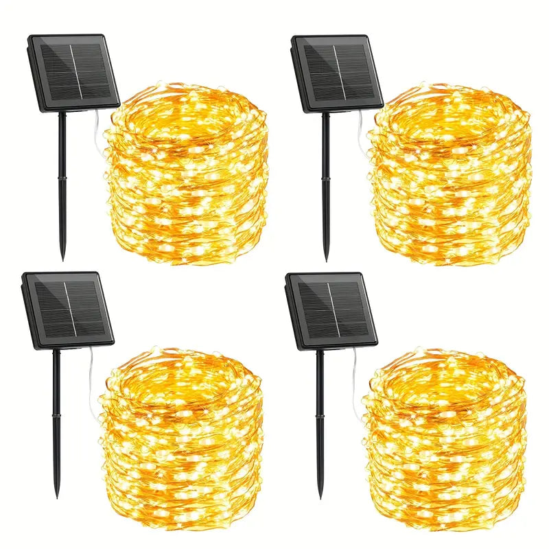 Radiant Nights: 4-Piece Waterproof Solar Light String Set for Outdoor Use