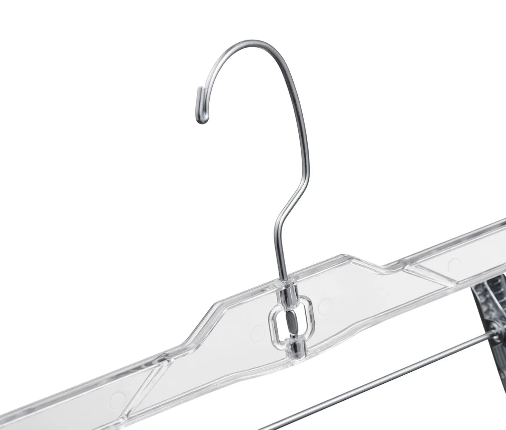 Clear Pant Hangers with Adjustable Non-Slip Clips - 100 Pack