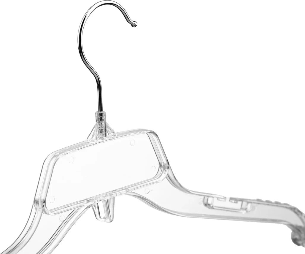 Clear Plastic Clothes Hangers with Hook & Notches - 100 Pack