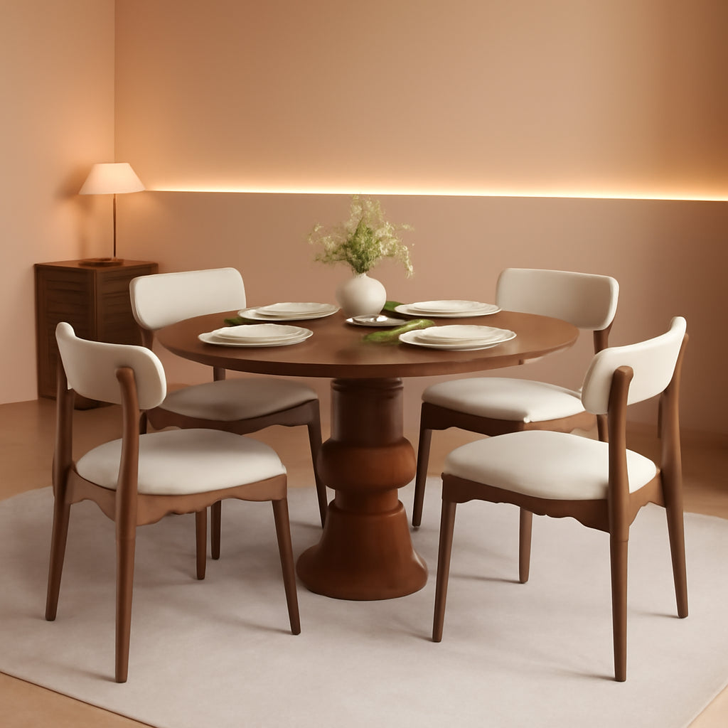Modern Ergonomic Wooden Upholstered Dining Chairs Set of Four