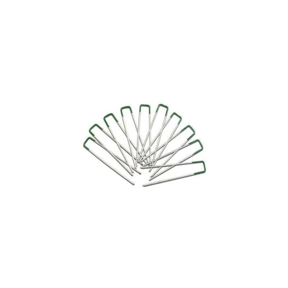 Artificial Grass Roll Pegs / Fake Grass Galvanized Metal Pegs With Green Top 100 Pieces