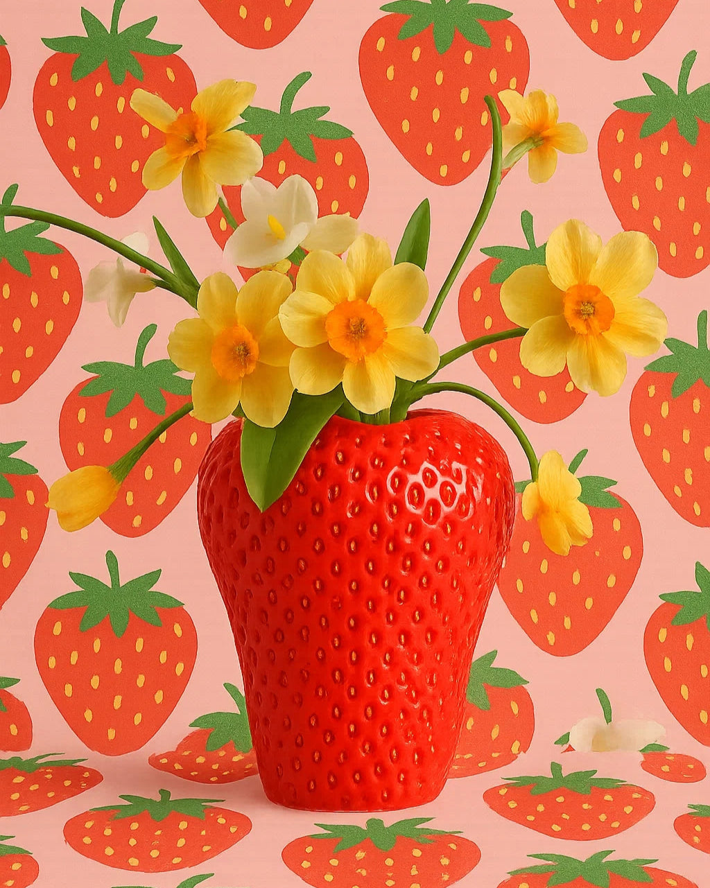 Strawberry Ceramic Flower Vase
