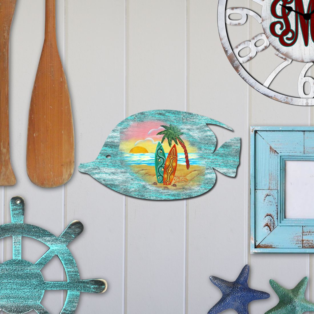 Fish Coastal Door Decor by G. DeBrekht - Coastal Holiday Decor - 8198527H