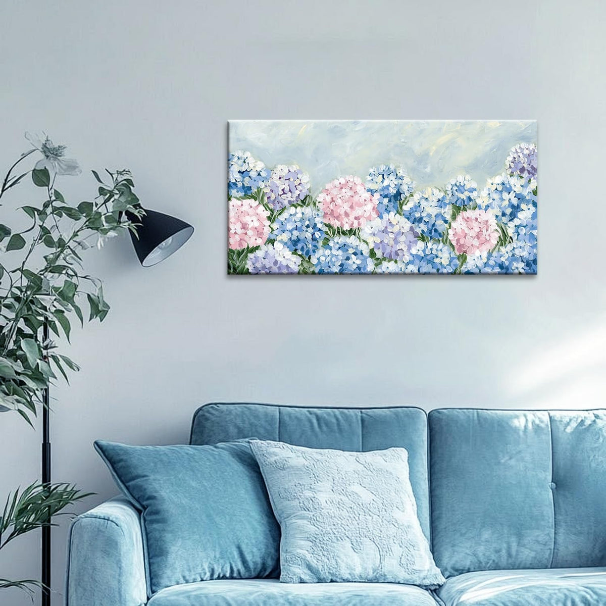 Blue Pink Hydrangea Canvas Wall Art 20x40InchGiclee