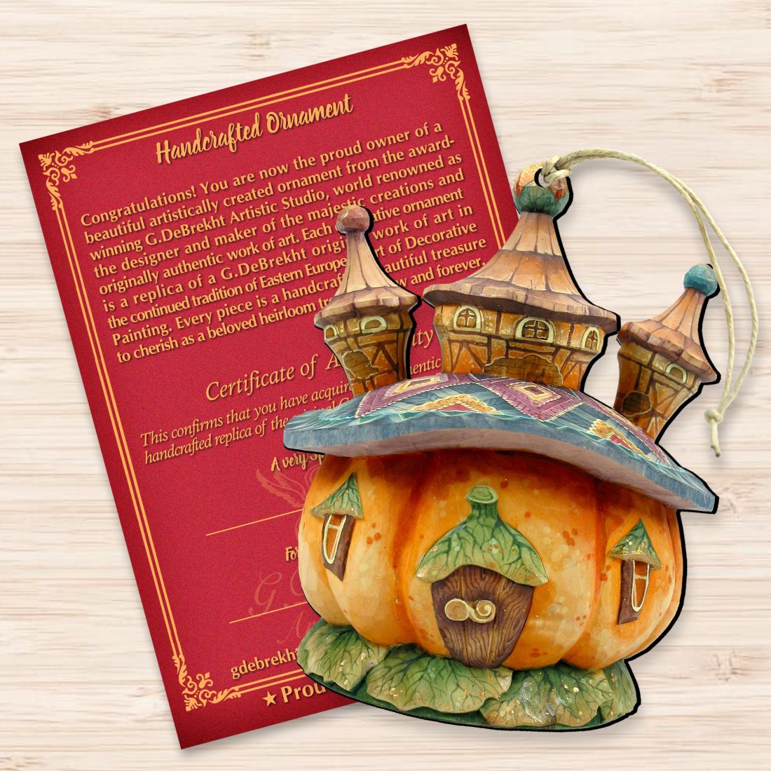 Halloween Pumpkin Dome Wooden Ornaments by G. DeBrekht - Thanksgiving Halloween Decor - 8158413