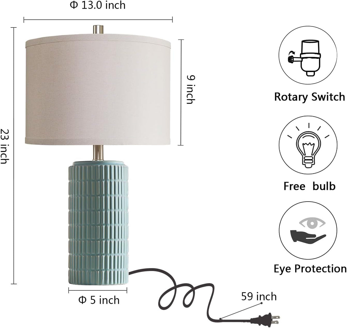 23 Inch Contemporary Ceramic Table Lamps Bedroom Pair