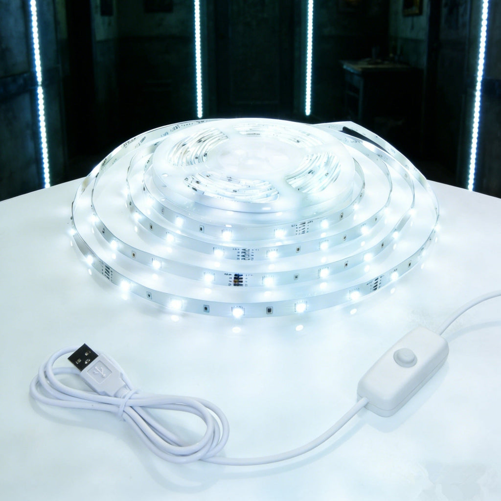 1M White LED Light Strip with Push-Button Switch