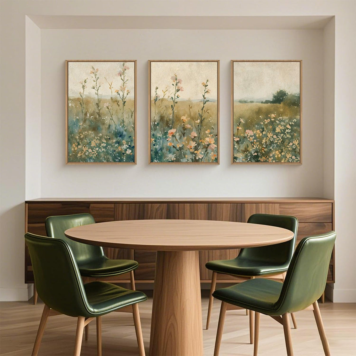 Vintage Wildflower Landscape Wall Art 24x36 Canvas