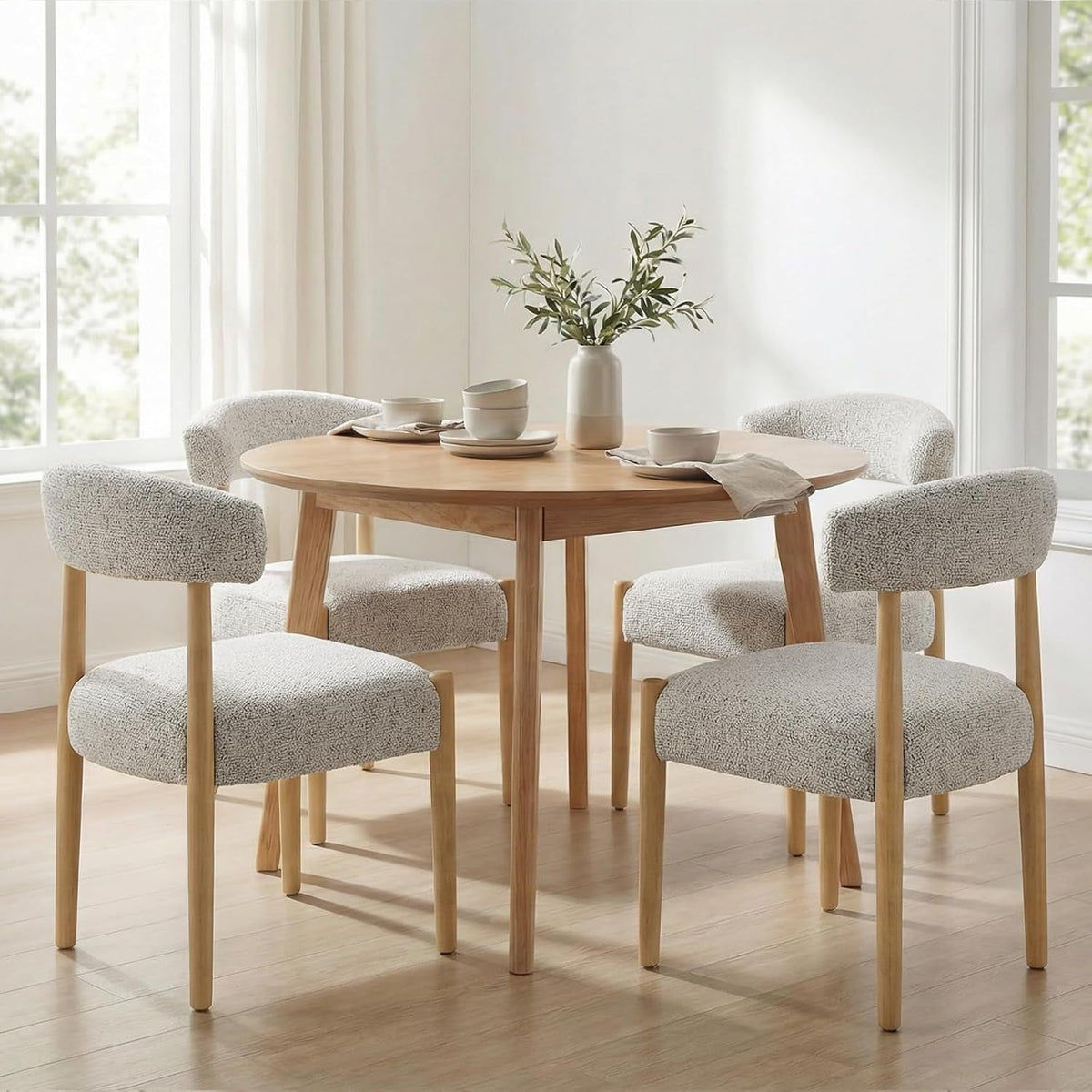 Upholstered Dining Chairs Set Four Rubberwood Legs