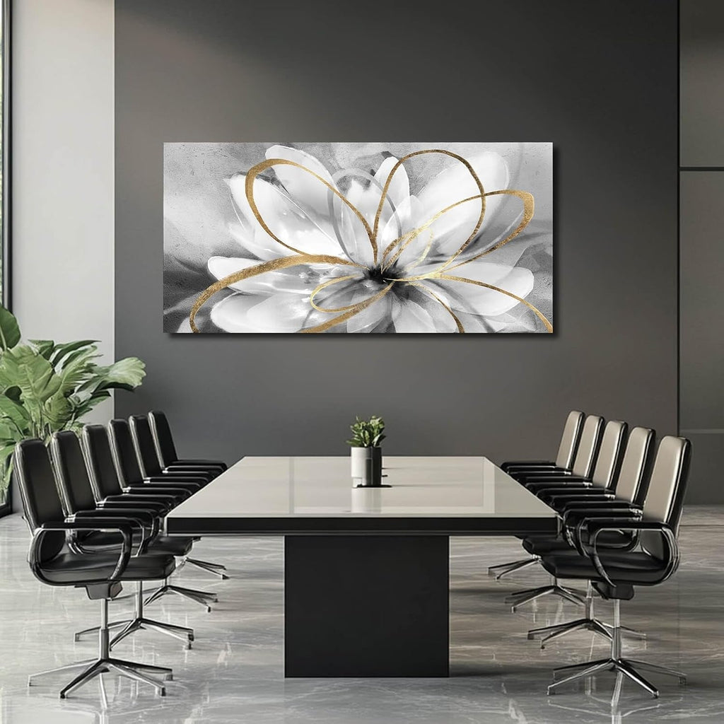 Luxurious Canvas Wall Art White Flower 30X60Inches