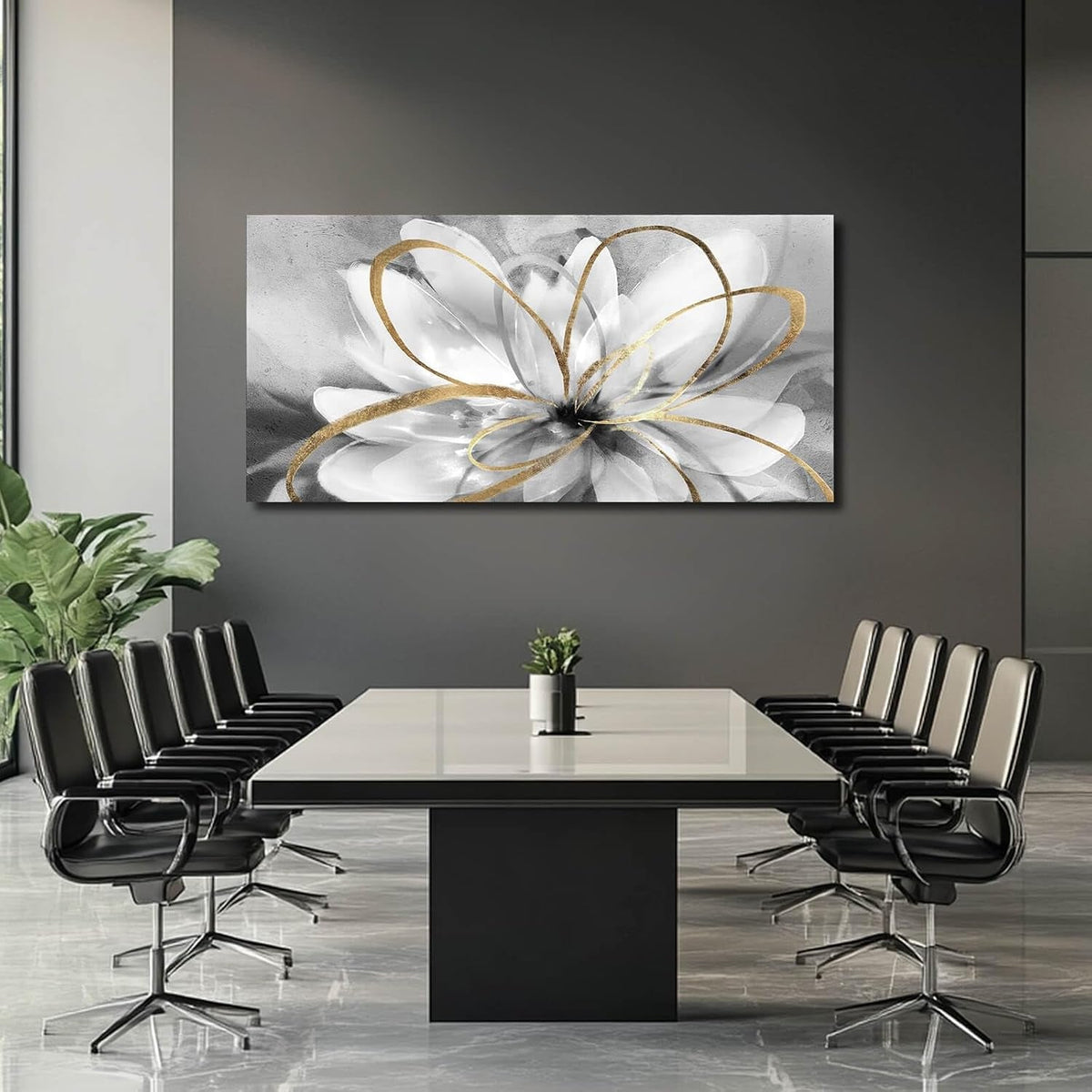 Luxurious Canvas Wall Art White Flower 30X60Inches