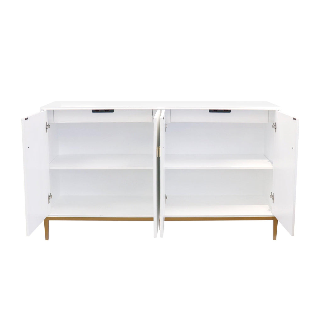 Canvello Victoria Ivory Sideboard, 4 Doors, 2 Drawer with Bronze Metal Frame