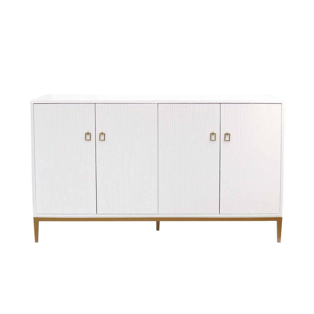 Canvello Victoria Ivory Sideboard, 4 Doors, 2 Drawer with Bronze Metal Frame