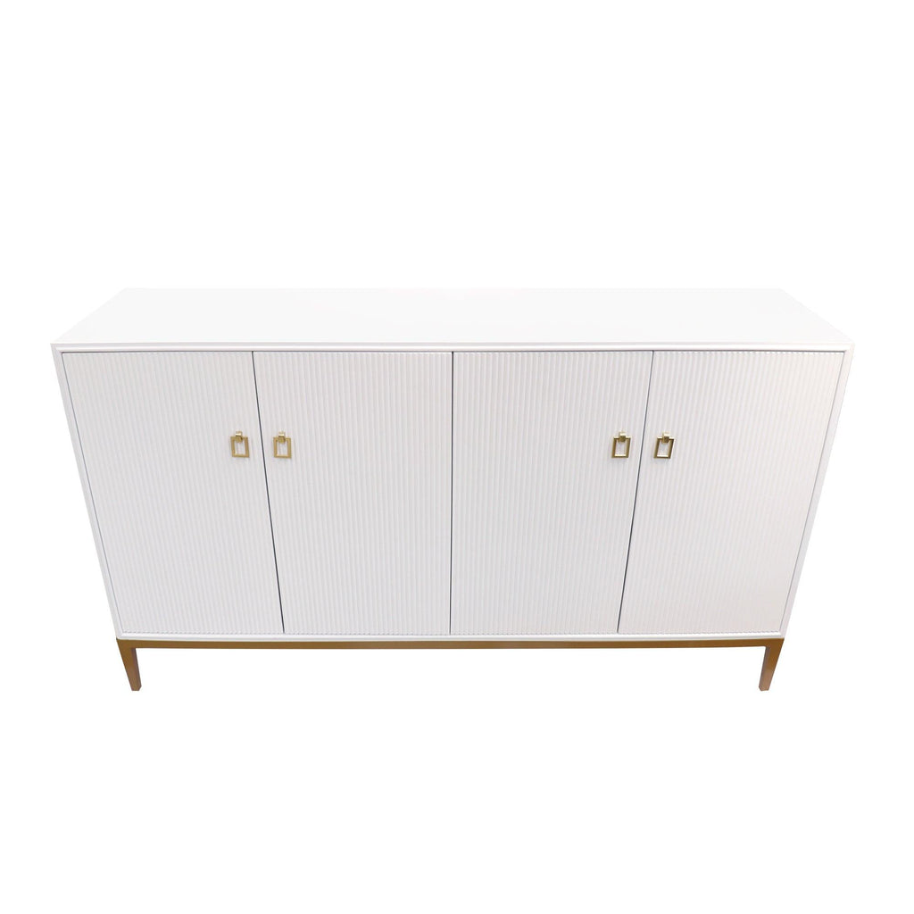 Canvello Victoria Ivory Sideboard, 4 Doors, 2 Drawer with Bronze Metal Frame