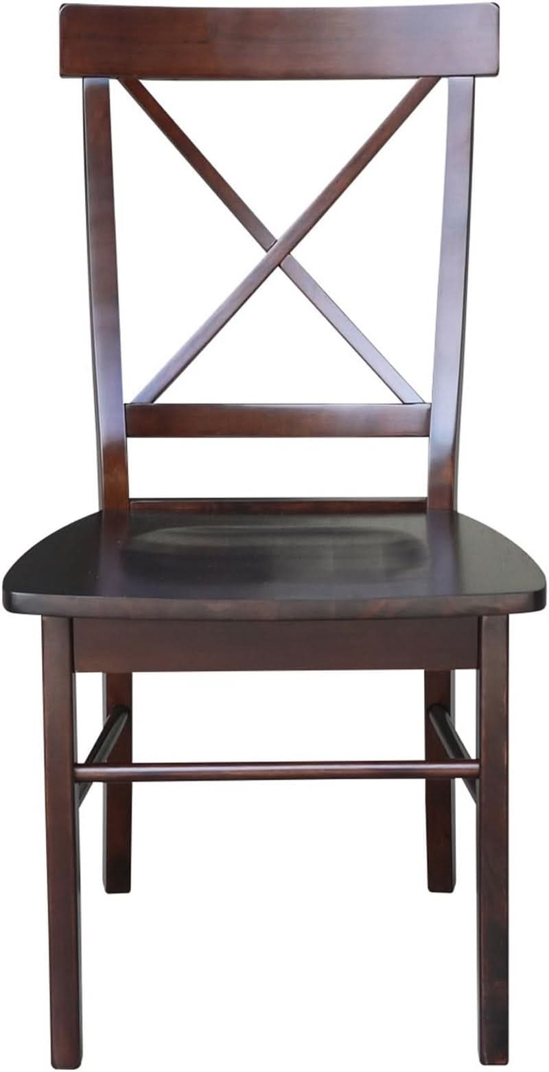 X Back Dining Chair In Java Finish With Solid Wood Seat