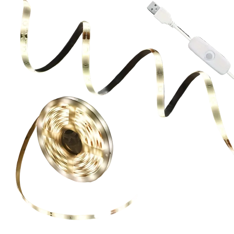 5M USB-Powered Warm White LED Strip Lights with Switch