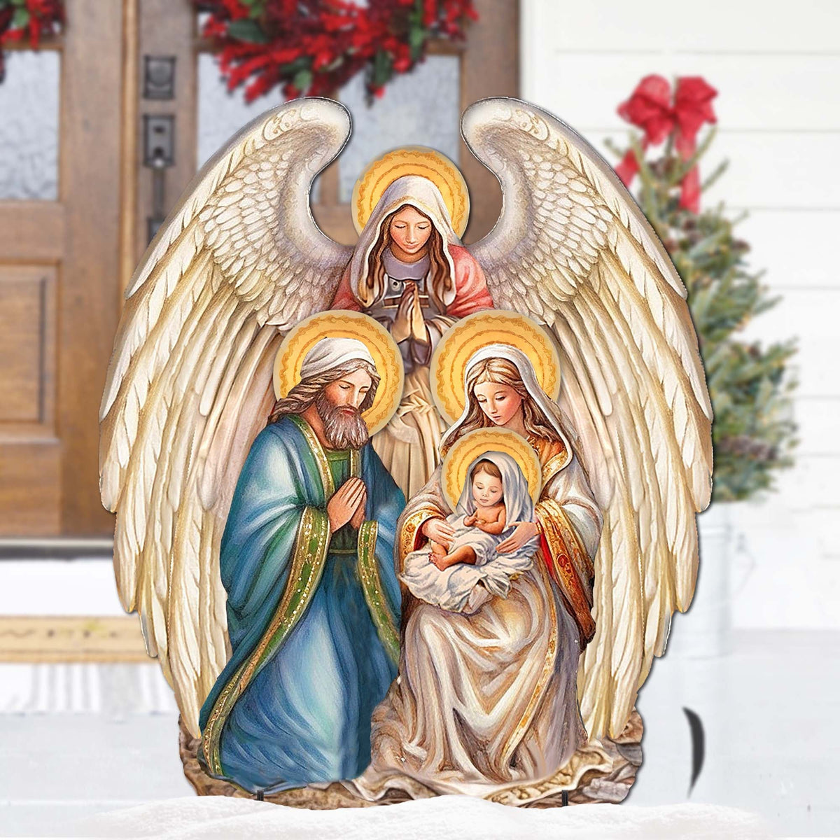 Nativity with Angel Outdoor Decor by G. Debrekht - Nativity Holiday Decor - 8611056F