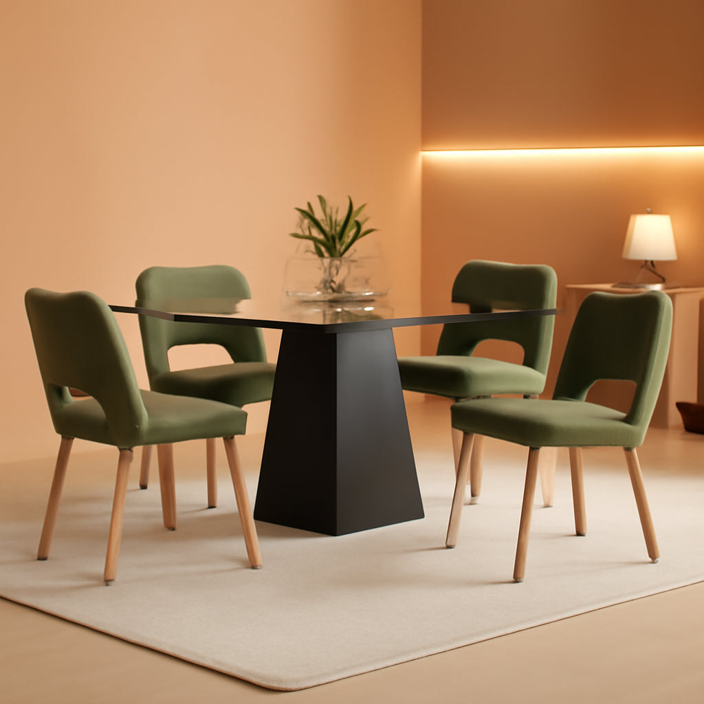 Green Upholstered Dining Chairs Set Butterfly Back
