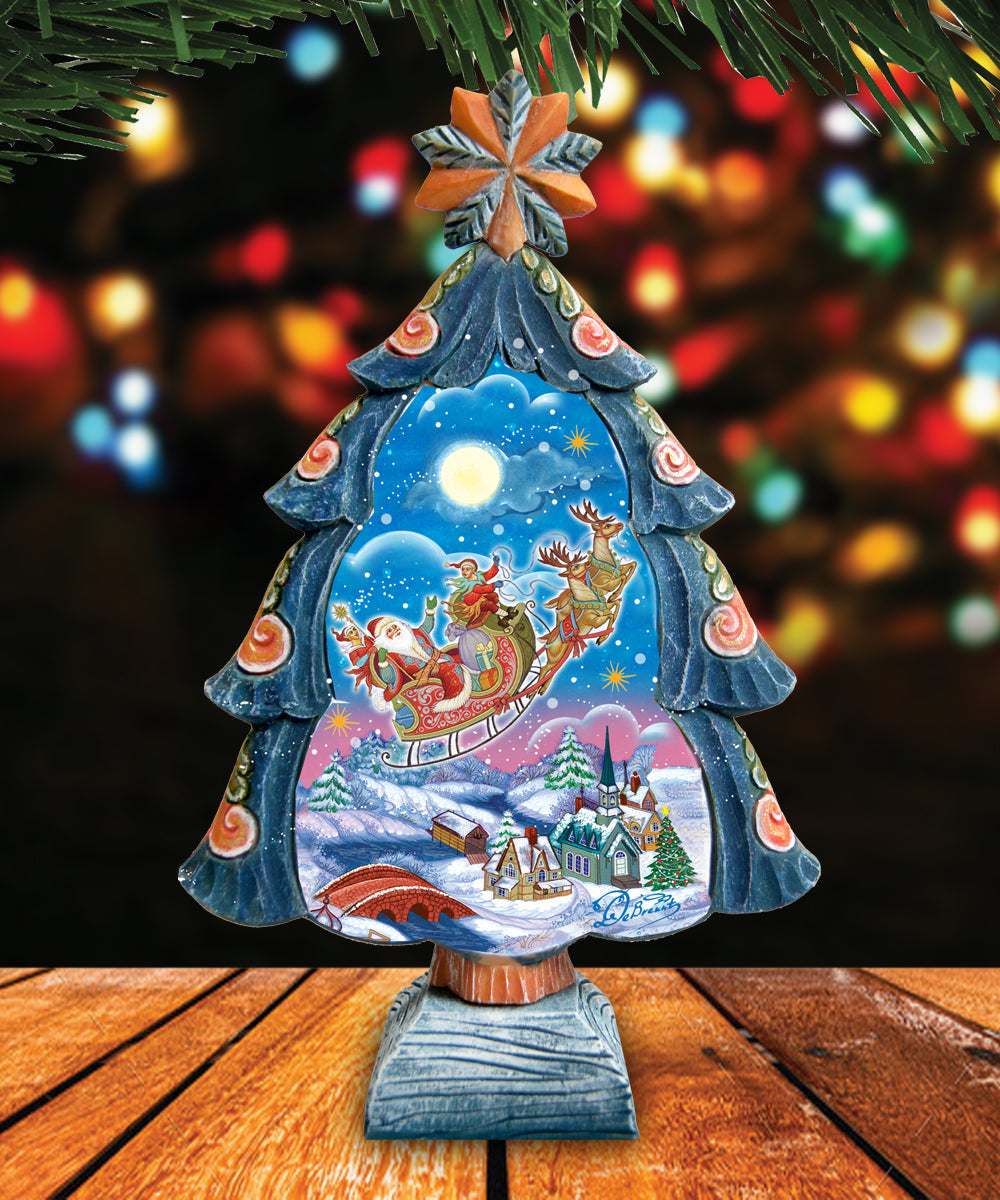 Up-Up and Away Christmas Tree Handcrafted Christmas Figurine - G. DeBrekht - Christmas Santa Snowman Decor - 588055M