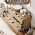 Rattan Open work Braided Chest Of Six Drawers Walnut Finish
