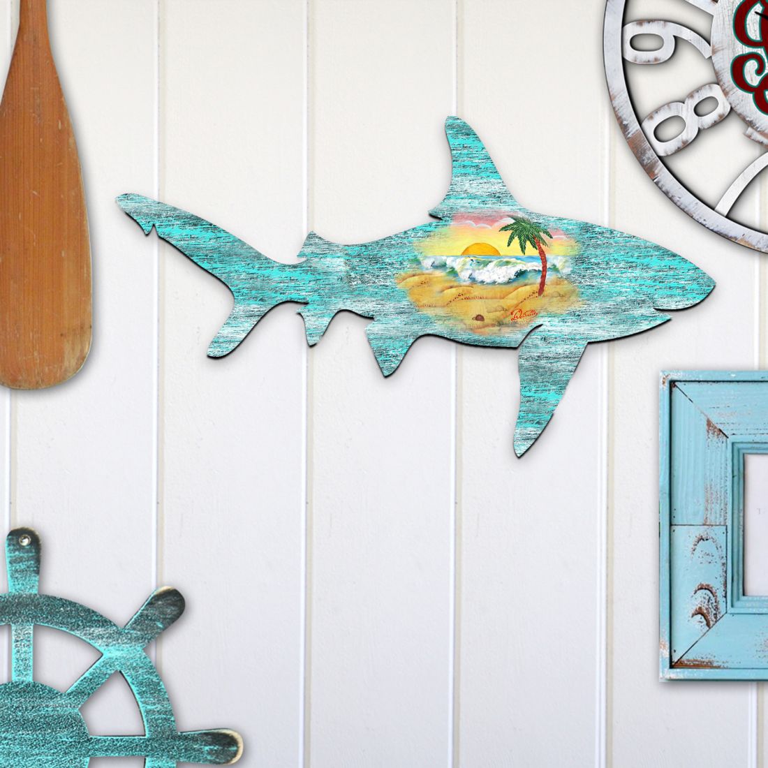 Shark Coastal Door Decor by G. DeBrekht - Coastal Holiday Decor - 8198515H