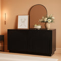 55Inch Black Fluted Mid Century Sideboard Buffet Cabinet