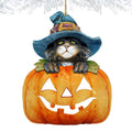 Halloween Cat Pumpkin Wooden Ornaments Fall by G. DeBrekht - Thanksgiving Halloween Decor - 8158416