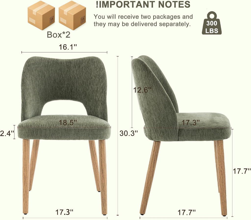 Green Upholstered Dining Chairs Set Butterfly Back
