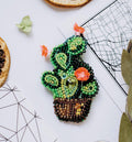 Cactus in Pot Brooch Bead Embroidery Kit by Abris Art AD-032