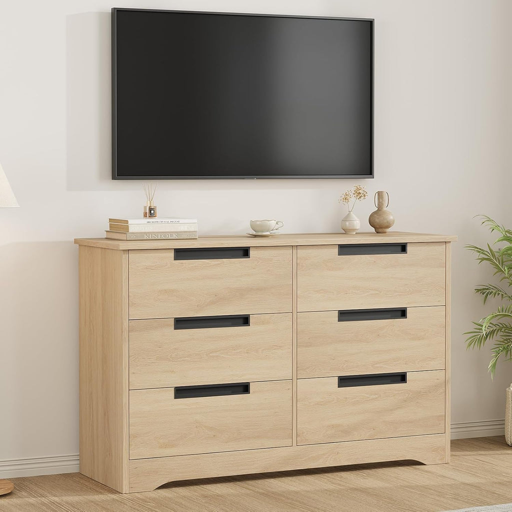 Natural Contemporary Wood Dresser With Embedded Handles