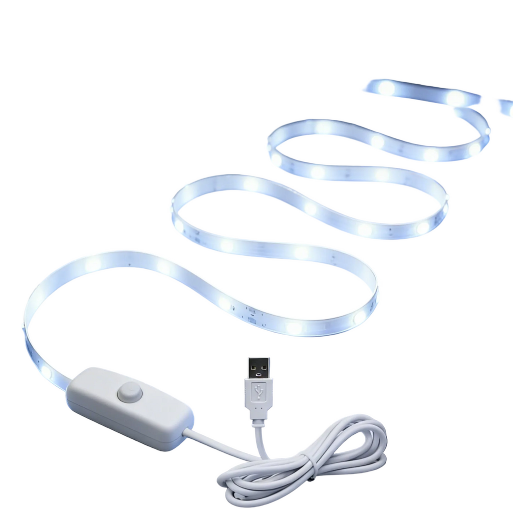 1M White LED Light Strip with Push-Button Switch