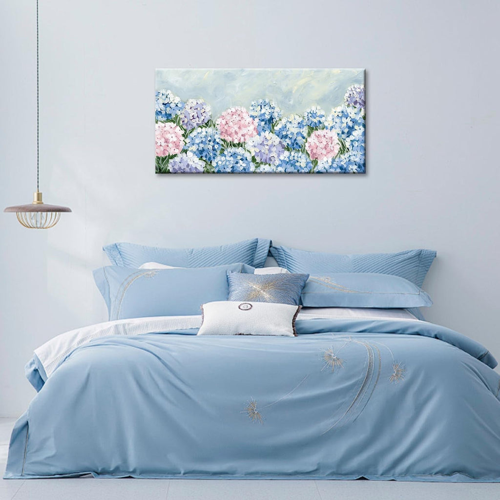 Blue Pink Hydrangea Canvas Wall Art 20x40InchGiclee