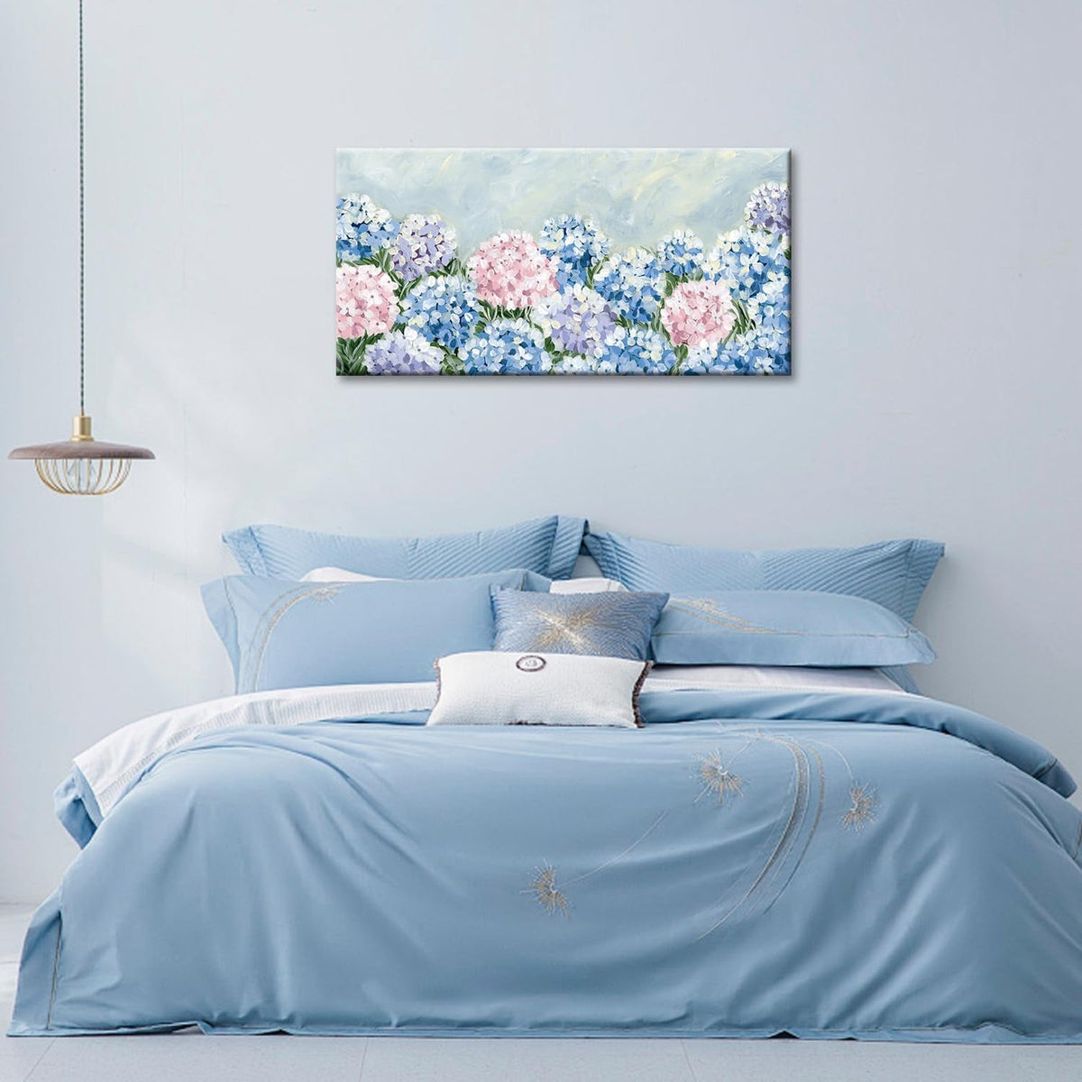 Blue Pink Hydrangea Canvas Wall Art 20x40InchGiclee